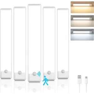 5-Pack Motion Sensor Under Cabinet Light, 3 Color Temperature Dimmable Rechargeable Magnetic Closet Light 7.9 inch Wireless Under Counter Light