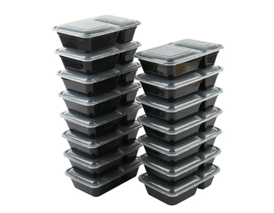 15 Pack 2 Compartment Meal Prep Food Storage Containers