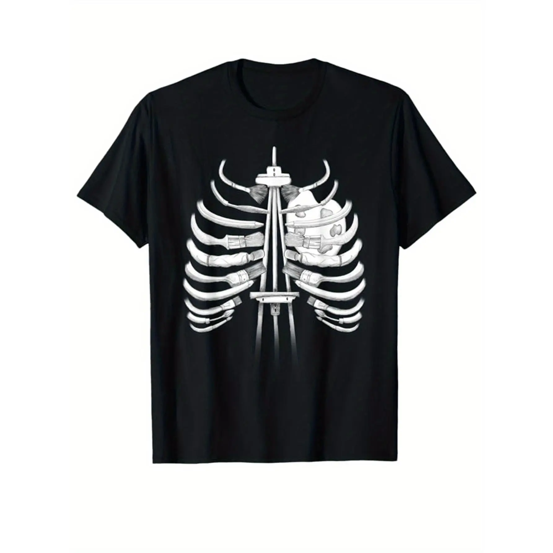 Men's 100% Cotton T-Shirt with Art Teacher Graphic & Geometric Color-Block - Crew Neck Short Sleeve Casual Tee Suitable for Back to School, Outdoor & Casual Attire - Mature Style All-Season Comfortable Apparel