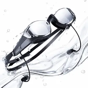 Holosport SollaWave AI Music Smart Goggles Swimming Headphones, Real-Time Voice Feedback + 4GB MP3 Player, 9-Axis Motion Tracking Swimming Earbuds, IP68 Waterproof Headphones for Swimming with App & AI Analysis