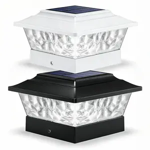 Siedinlar Solar Post Cap Lights Outdoor, 4 Modes with Dynamic Rotating Beam, Warm & Cool White (3000K/6000K), Fits 4x4 5x5 6x6 Vinyl/Wood Posts for Deck, Fence, yard,Patio & Garden Decor, Black/White (2 Pack)