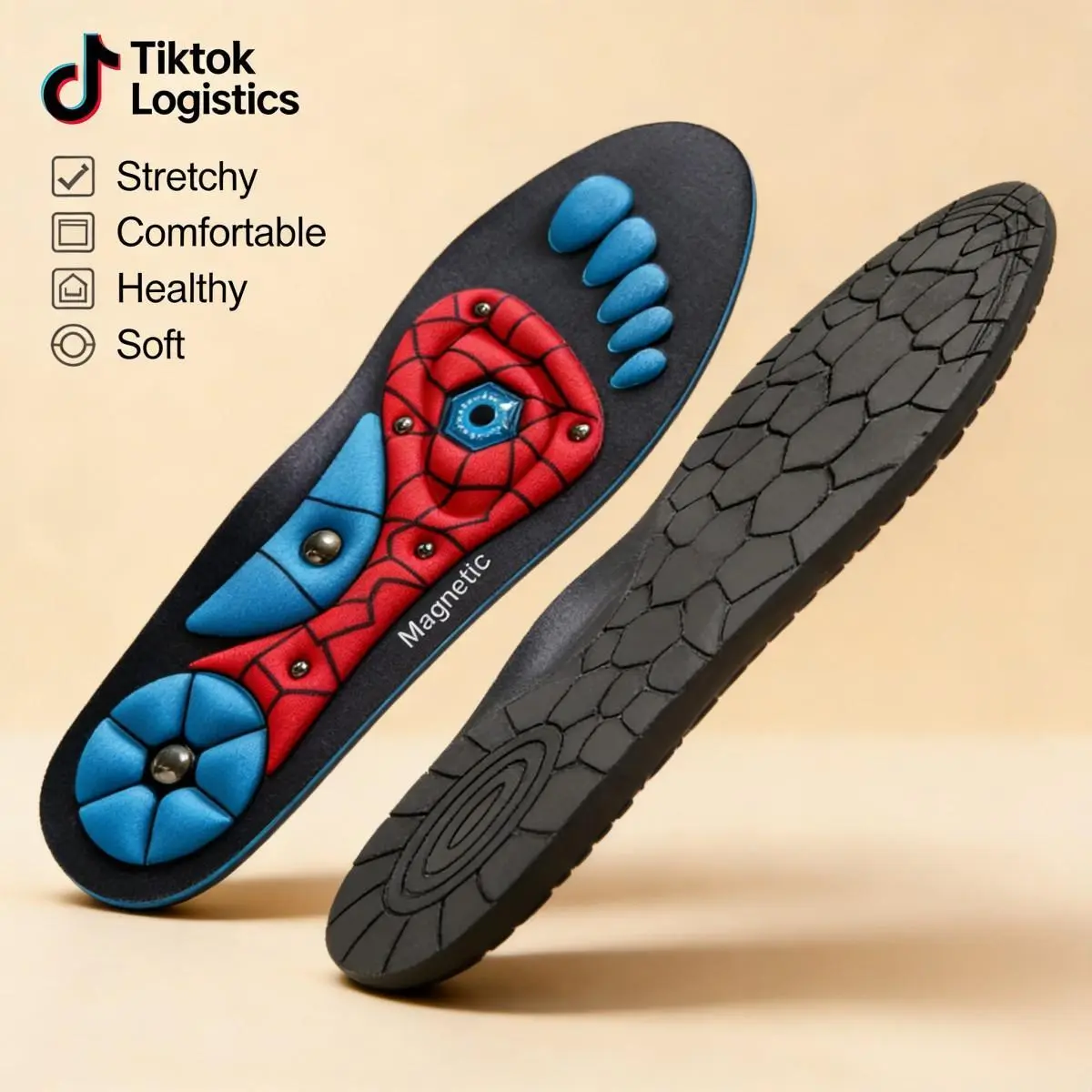 Cushioned Acupressure Insoles for Men (220+ lbs Support), High Arch Support, Shock Absorbing Sole Inserts for Footwear, Work Boots, Training Shoes, Workout Use