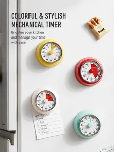 Mechanical Kitchen Timer with Magnetic Attachment and 60-Minute Countdown Sound Alarm