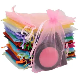 50 count Organza Bags-Mix Color 3.54''x4.33''(9x11cm) Satin Drawstring Organza Pouch Wedding Party Favor  Bag  Watch Bags