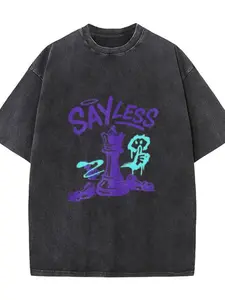Say Less Real Ones Move In Silence Graphic Tee, Chess King Streetwear Shirt, Graffiti Urban Quote Design Top, Unisex Men Women Casual T-Shirt, Trendy Hip Hop Apparel
