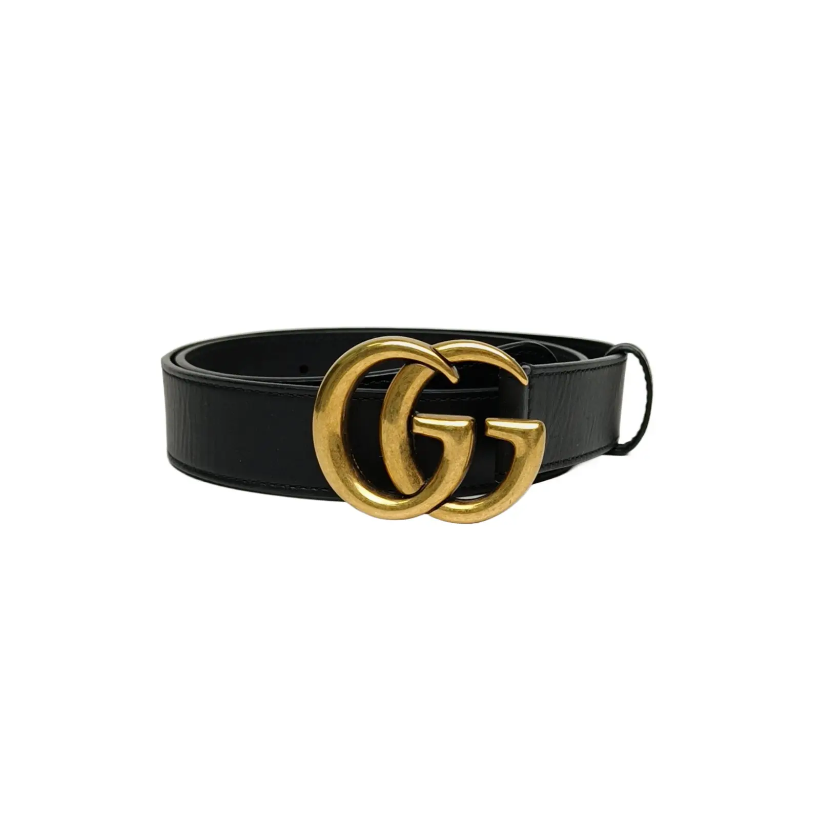 Pre-owned GUCCI GG Gold Buckle Full Leather Belt 3CMP226866517