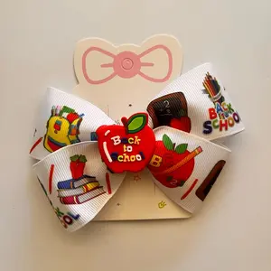 Back to School Hair Bow with Alligator Clip - Fun and Vibrant Colors