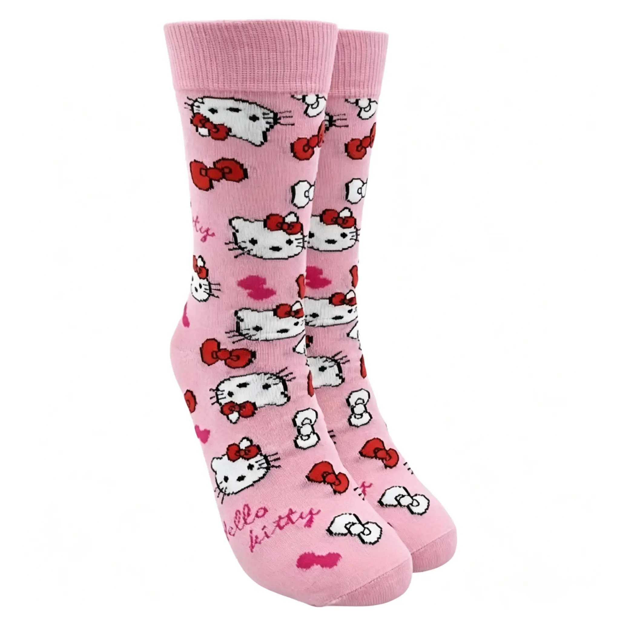 Sanrio Hello Kitty All‑Over‑Print Crew Socks, Casual Daily & Street‑Wear Outfit Matching, Teen Kawaii Sanrio Fan Accessory