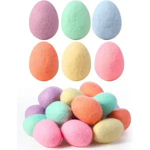 36 Pcs Felted Easter Eggs, Wool Felt Easter Eggs, Pastel Eggs, Colorful Decorative Easter Eggs for Crafts Tree Ornaments, 2.4 In Tall (Pastel Color)
