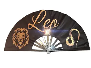 Black Zodiac Large Hand Fan - Clacking folding statement fan Black Zodiac Large Hand Fan - Clacking folding statement fan
