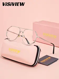 1 Pair Unisex Visiview Irregular Frame Full-Rim Glasses, Casual Eyeglasses, Minimalist Design, Metal Frames