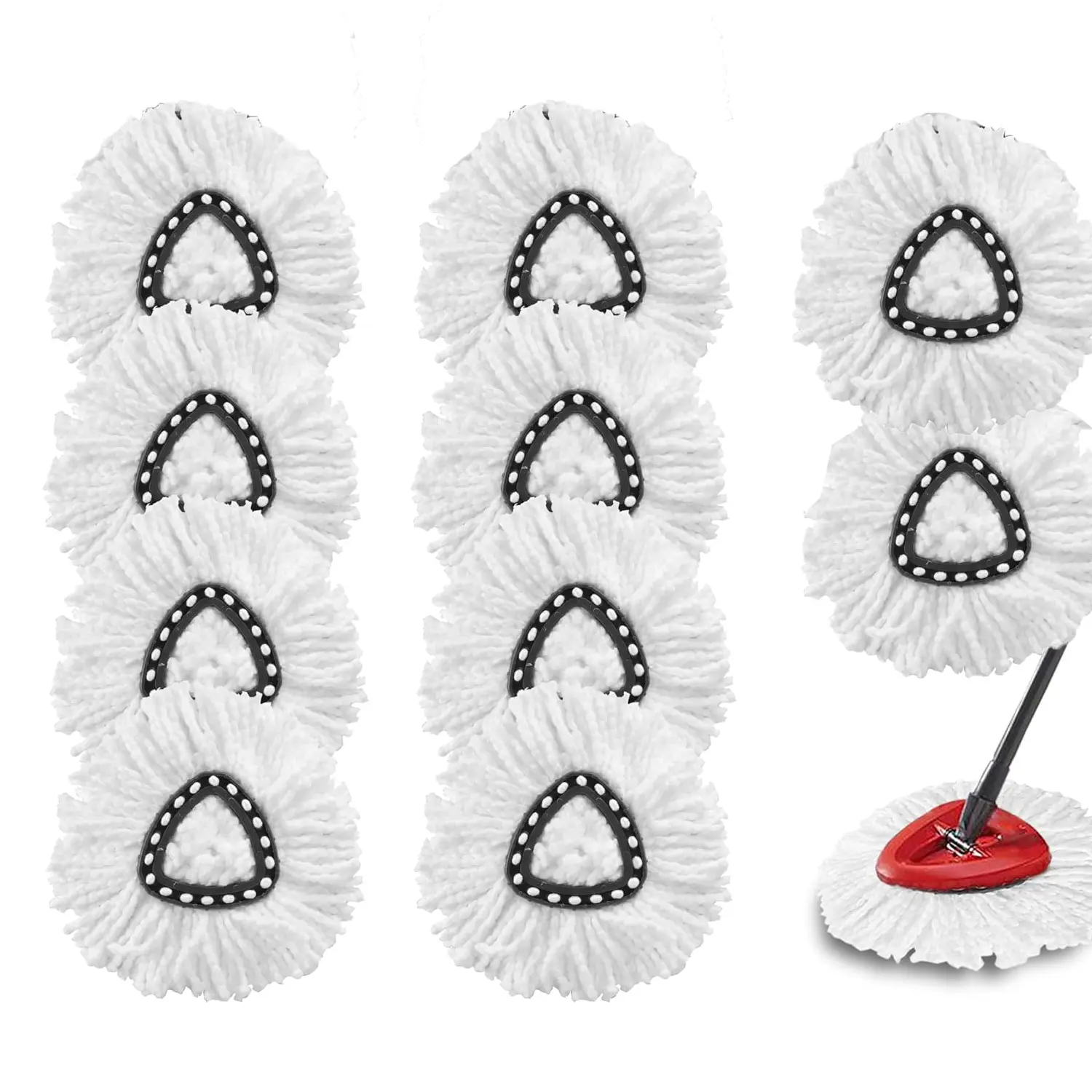 8 Pack Triangle Spin Mop Replacement Heads, Microfiber Washable Mop Refills-Check Size Before Place the Order
