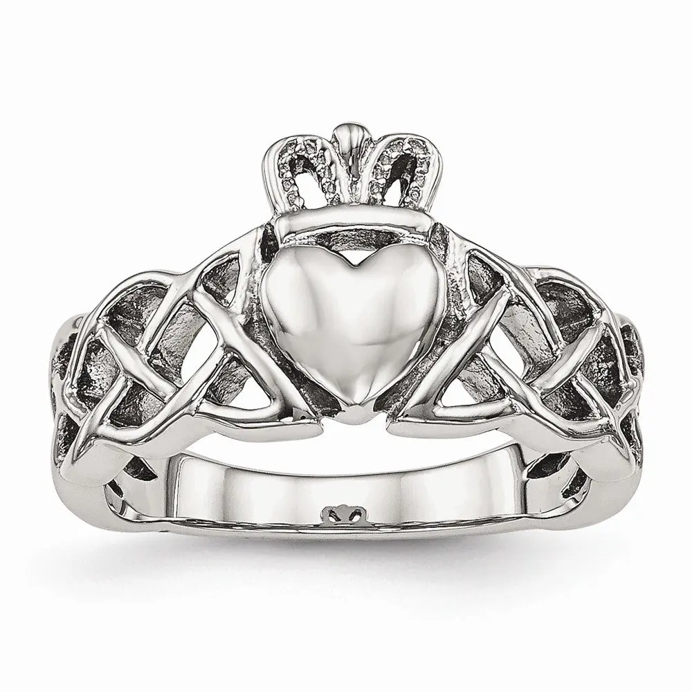 Traditional Claddagh Ring - Stainless Steel, Crowned Heart Design, Hypoallergenic, Polished, Versatile Elegant Ethnic Unisex Costume Jewelry, Gift-Ready Accessory Symbolizing Love, Friendship & Loyalty for Irish Tradition Celebrations, Symbolize Love, Fri