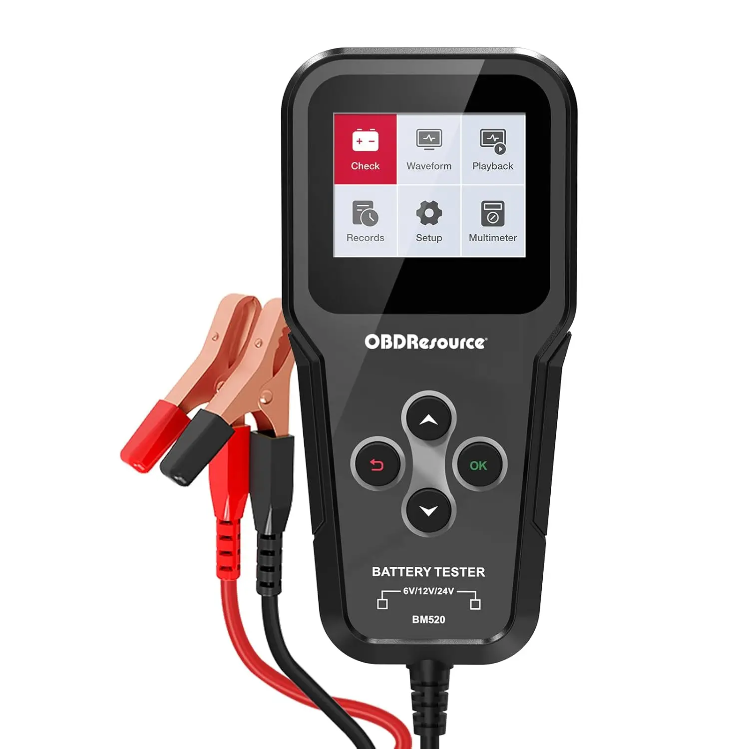 OBDResource BM520 Car Battery Tester 6V 12V 24V 3 in1 Battery Load Tester Professional Automotive Battery Analyzer Alternator 100-2000 CCA Battery Loading/Cranking/Charging Test