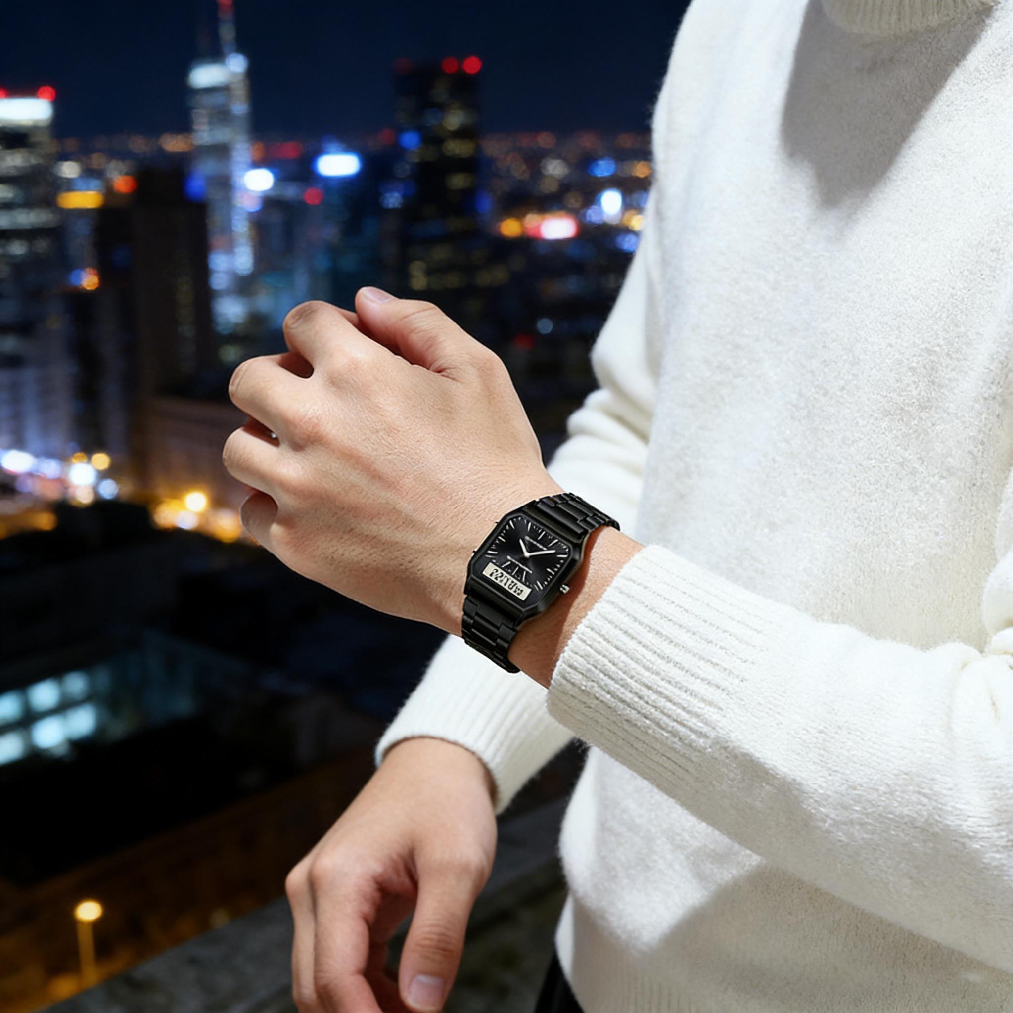 Stainless Steel Digital Sports Watch With Led Dual Display Unisex Water Resistant Quartz Wristwatch Stainless Steel Digital Sports Watch With Led Dual Display Unisex Water Resistant Quartz Wristwatch