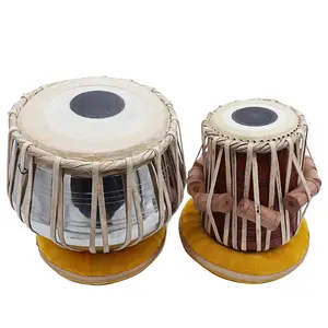 Zaza Percussion - Indian Tabla Drum Set -Silver Steel Bayan Tabla Drum Set, Finest 5.5 Wood Dayan