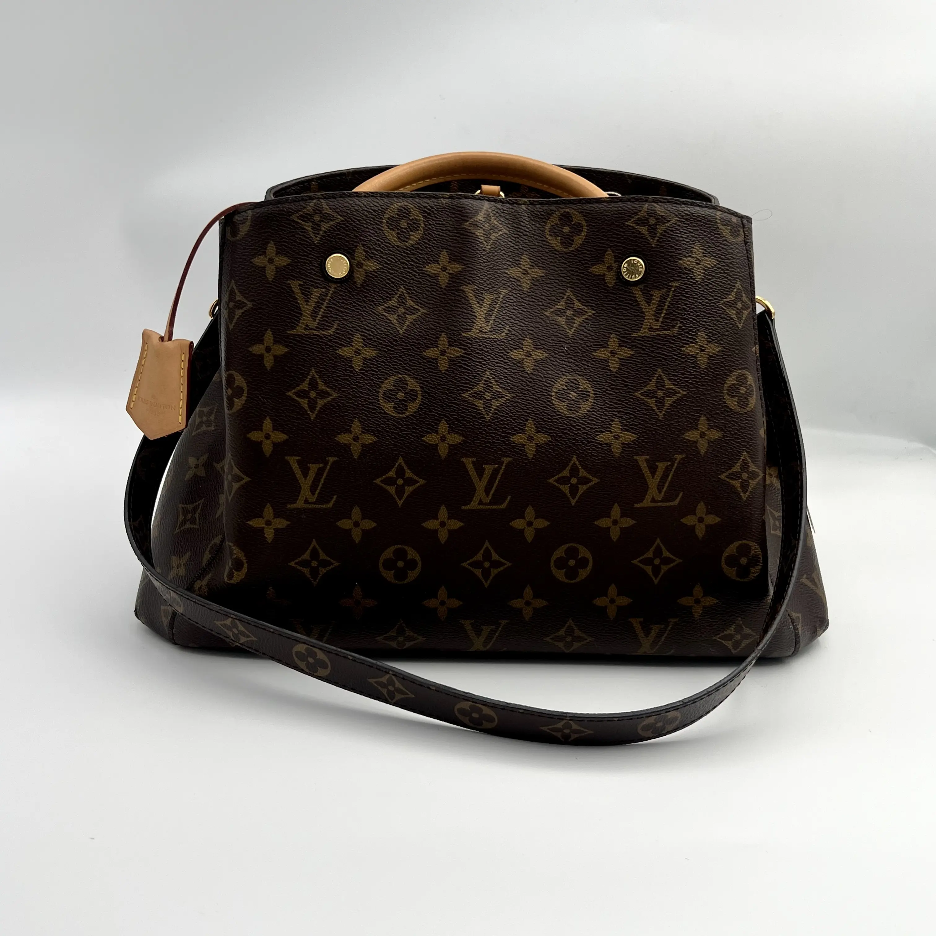 Pre-owned Louis Vuitton Leather Tote Bags Montaigne BB Classic Monogram Coated Canvas JM MM0045