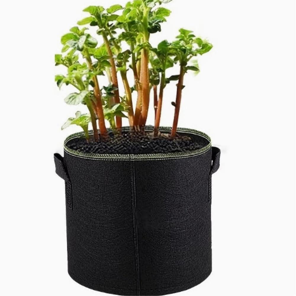 Set of 5 Plant Growth Bags, Available in Sizes 3 Gallons. These Durable Fabric Pots Are Designed for Optimal Aeration And Are Made from Thickened Nonwoven Material, Featuring Flap Handles for Easy Handling
