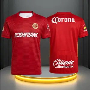 25 26 Mexico LIGA MX Deportivo Toluca Home Red Short Sleeve Soccer Jersey Fans Version Breathable