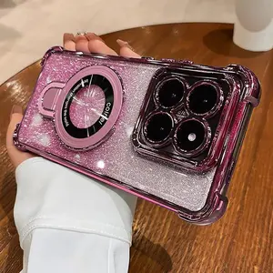 For Xiaomi 15T Pro Glitter Shockproof Magnetic Phone Case For Xiaomi 17 Pro Max 13T 14T 15T Pro 14 15 Ultra Stand Bracket Cover