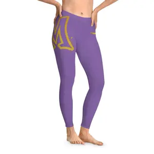 Good Cross Leggings in Light Purple with Gold Logo for Women's Comfort and Style