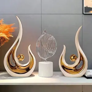 Orange And Golden Phoenix Set Of 2 Modern Abstract Resin Home Decor Pieces For Living Room Dining Table Centerpiece Decoration & Office Decor