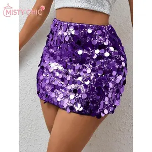 MISTY CHIC Sequin High Waisted Bodycon Skirt With All-Over Large Sequins And Mini Length, Sparklecore Perfect For Casual Party Days And Viral Night Out OOTDs That Are Always On Trend