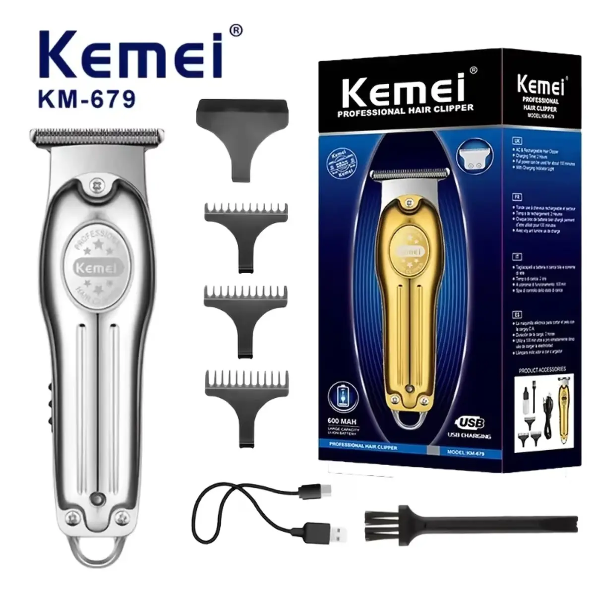 Mini All Metal Hair Clipper with Pop-Up Trimmer, Waterproof Professional Hair Cutter for Wet and Dry Grooming at Home & Salon, Smooth, Water Proof, All Metal Clipper, Durable, Brush, Home Haircut