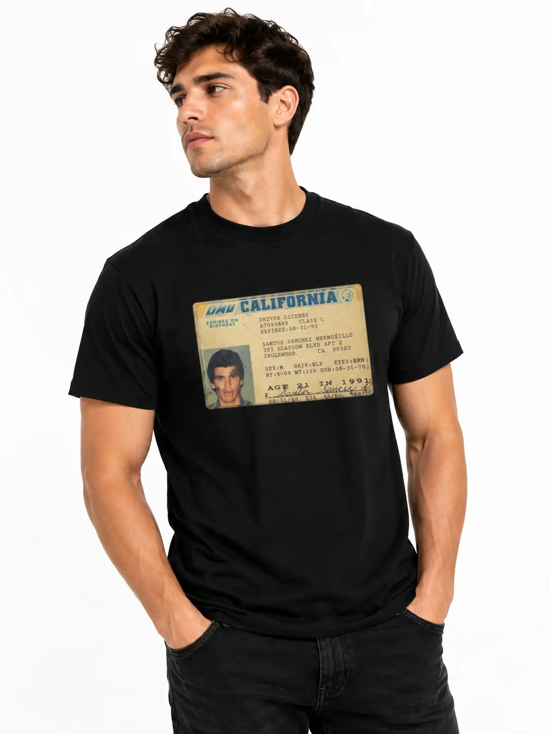 Vintage Chalino Sanchez Corrido Driver Card Graphic T-Shirt, Retro Mexican Music Fan Tee, Classic Cotton Shirt for Men & Women