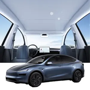 For Tesla Model 3/Y (2017-2026) Roof Sunshade Cover - Foldable Polyester Canopy with UV Blocking & Heat Insulation + Storage Bag for Easy Transport