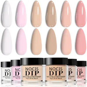 6 Dip Powder Nail Kit - Nude Pink Acrylic Dipping Powder Set, Long-Lasting French Manicure, 11 Toxin-Free, No Lamp Needed, DIY Nail Art for Beginners, Salon-Quality at Home