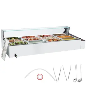 VEVOR 12-Pan Commercial Food Warmer, 12x 5QT Electric Steam Table with Glass Cover, 3200W Countertop Stainless Steel Buffet Bain Marie w/ Thermometer 86-185F Temp Control for Catering, RestaurantsVEVOR Super Brand Day