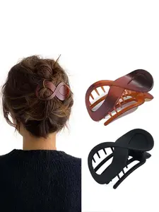 2pcs Vintage Elegant Hair Clips, High-End Braided Ponytail Duckbill Clips, Versatile Back of Head Bun Press Clips, Stylish Hair Accessories, Claw Clip Ponytail