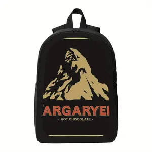 Extra-Large Anime-Themed Backpack - Breathable Textbook & Note Carrier with Mountain Graphic Design, Black Casual College Backpack for Men, Hand Washable, Backpack for Travel, Durable Zipper Closure