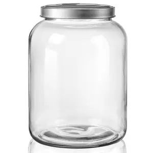 1 Pc 5.5(21000 ML) Gallon Super Large Glass Jar with Metal Lid, Kitchen Glass Canisters - Heavy Duty Glass Storage Jars with Lid for Storing Flour, Rice