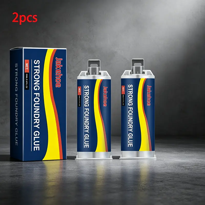 2Pcs Heavy-Duty Strong Cast AB Glue Repair Kit, High Temp Resistant Metal Cast Adhesive with Spatula & Sandpaper, Waterproof Crack Repair Sealant for Cast Iron, Aluminum, Auto Parts, Water Pipes, Hardware Damaged Holes & Household Industrial Fixing