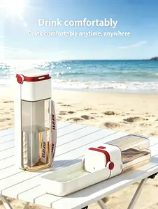 350ml ABS 1-Size Portable Dog Water Bottle - Leak Proof, 1-Button Press, Backflow Protection Pet Outdoor Drinking Cup for Walking, Hiking, One Size, One Button Press
