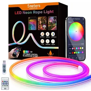 LED Neon Strip Light for Room Makeovers, USB Powered RGB Mood Light with App Control for Bedroom Gaming and Parties