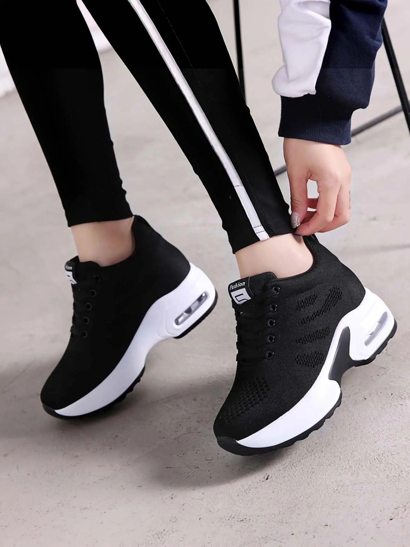 Women's Air Cushion Hidden Wedge Sneakers | Height Increasing Sneakers, Breathable knit upper, hidden height-boosting design, a delightful surprise gift for best friend's birthday, and a thoughtful choice for Christmas gifts.
