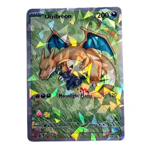 Umbreon and Baby Charizard Sleepy Cuddle Card Fractal Glass Holo Standard English Back Display and Collect!