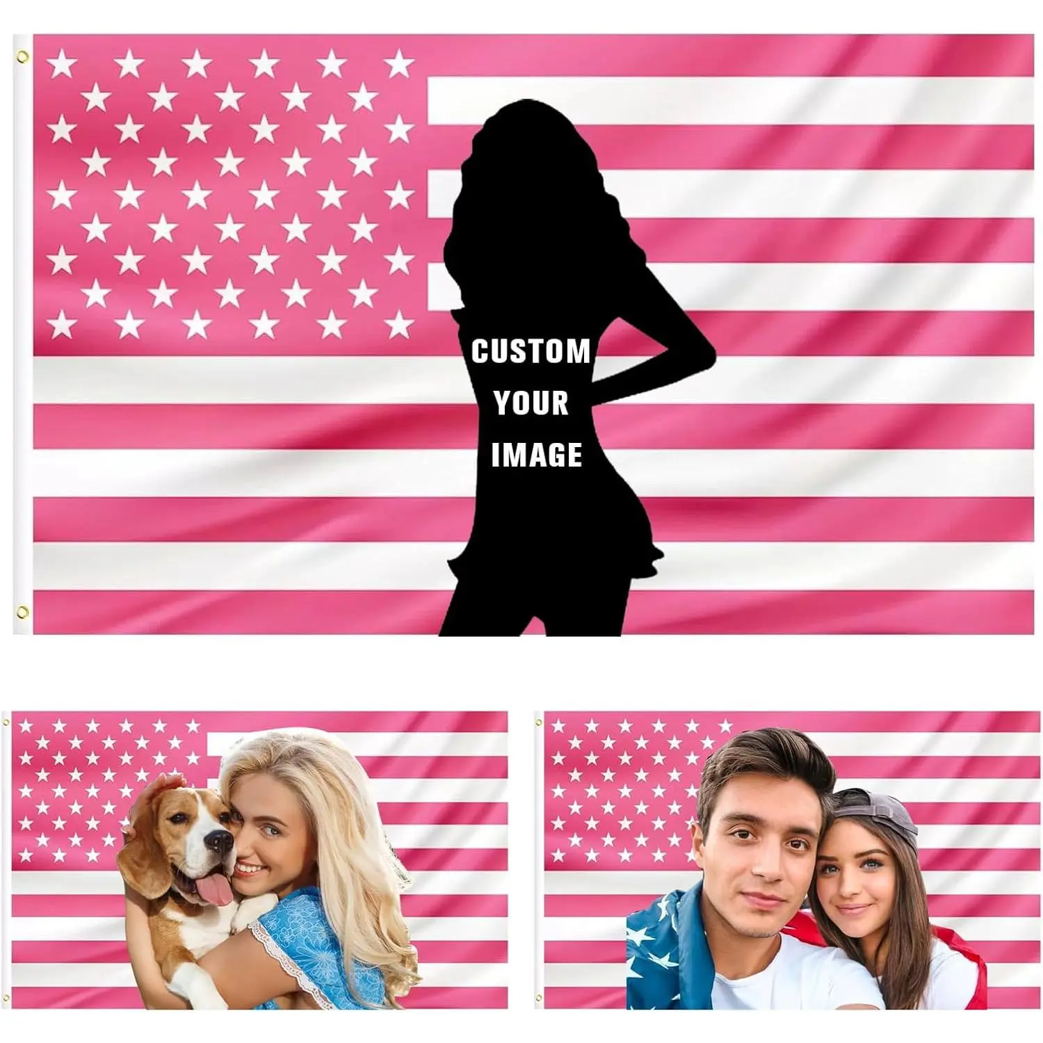 cxfwellCustom Pink America Flag Personalized Flags Design Your Own Text Photo Image Funny Poster for Decor Living Rooms Bedrooms (3x5 FT) (pink american flag) Tapestry Wall Mural Tapestry Wall Hanging