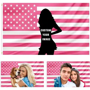 cxfwellCustom Pink America Flag Personalized Flags Design Your Own Text Photo Image Funny Poster for Decor Living Rooms Bedrooms (3x5 FT) (pink american flag)