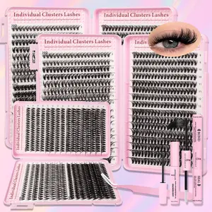 DIY Eyelash Extension Kit, 640pcs/set Mixed Lengths 9-16mm, Includes Bond, Seal, Remover and Eyelash Tweezers, Single-Row D-Curl Lashes Set