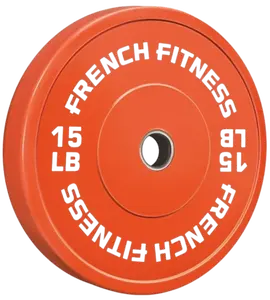 French Fitness Olympic Colored Bumper Plate 15 lbs (New)