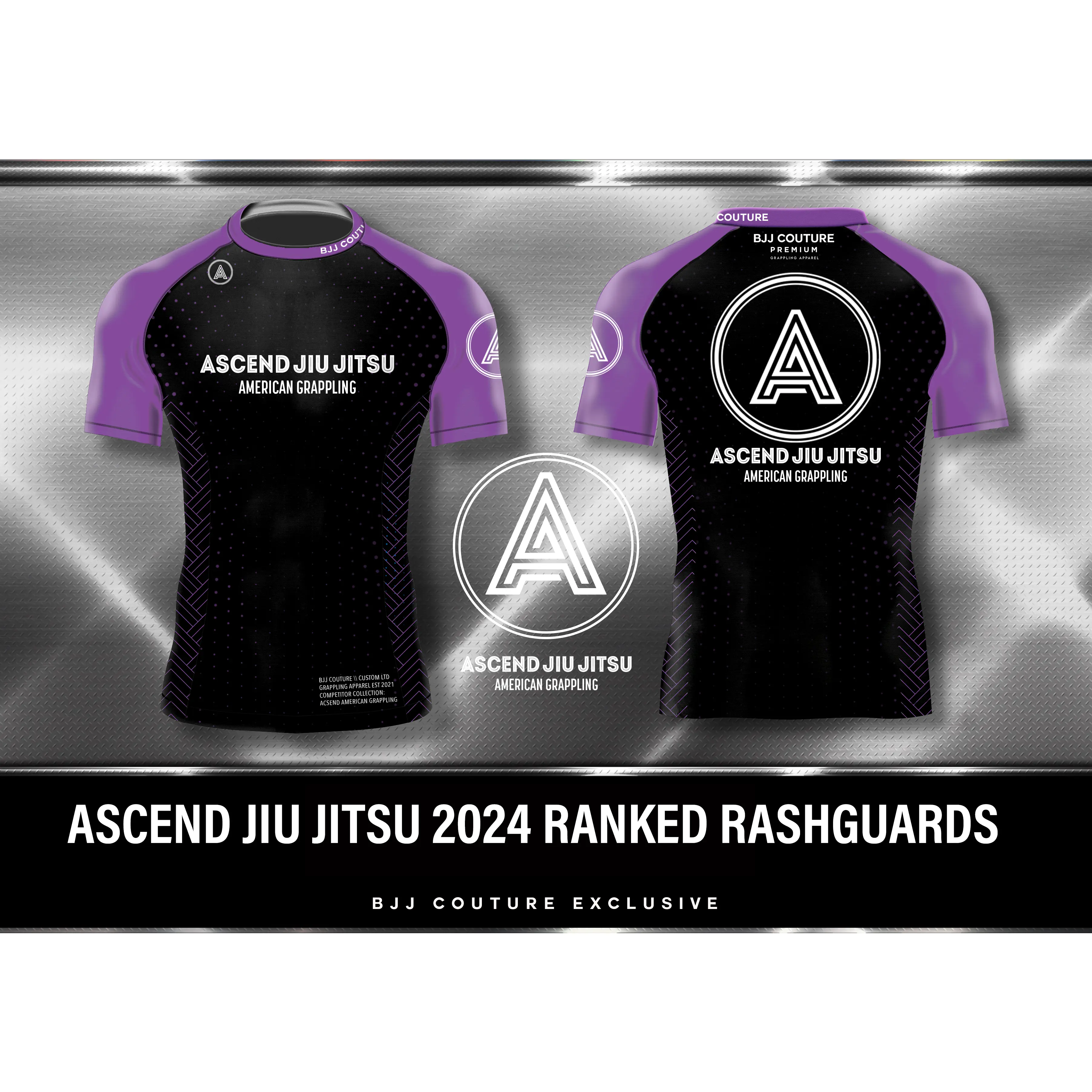 Ascend Jiu Jitsu Ranked Rashguard - Purple and Black
