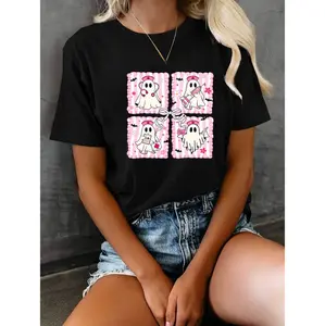 halloween ghost nurse spooky cotton t-shirt graphic crew tee