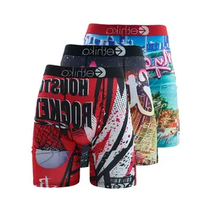 ETHIKA 3Pcs Sexy Underwear Boxers Fashion Print Man Underpants Summer Breathable Men's Panties Lingerie Plus Size Men Boxer Brie
