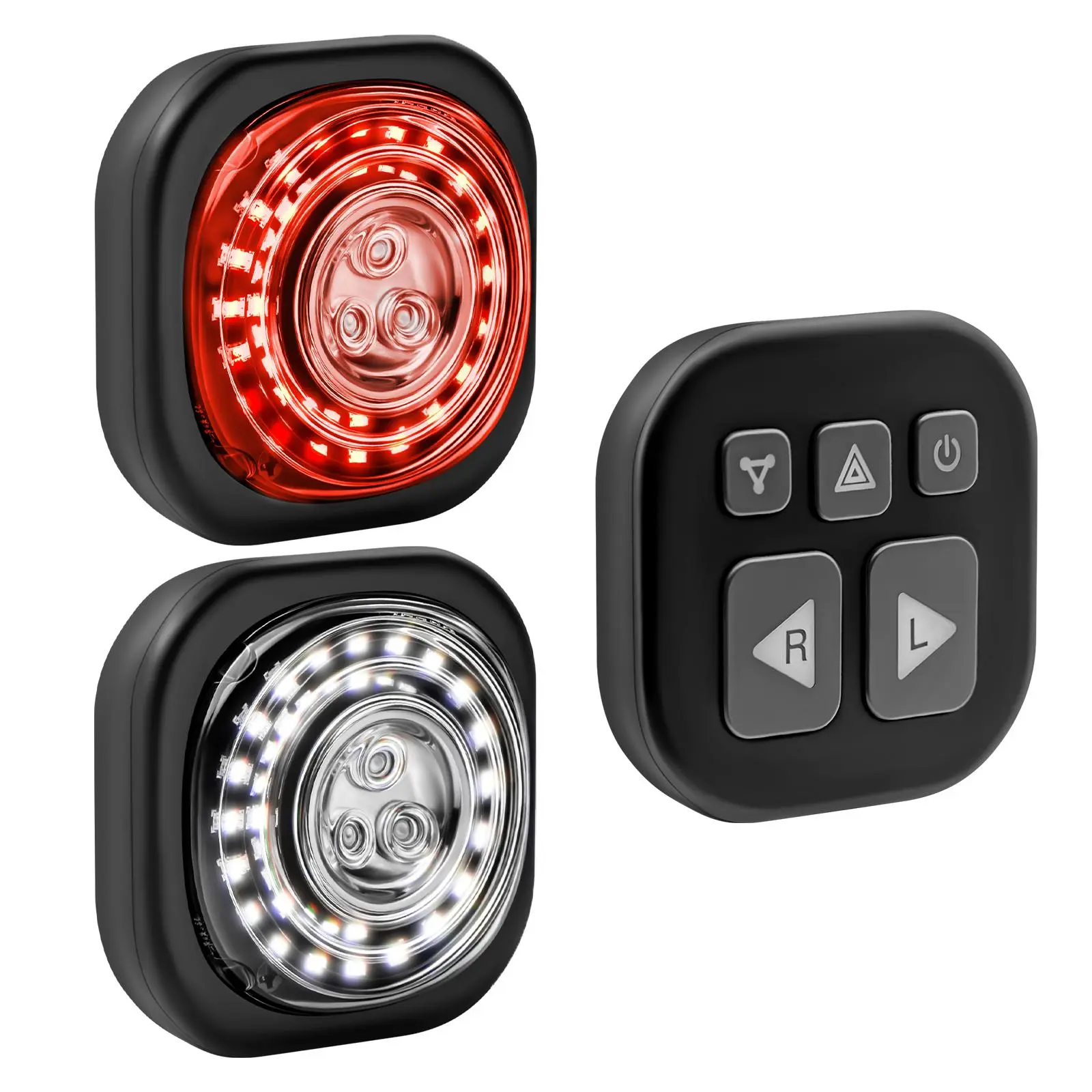 Super Smart USB Rechargeable Bike Light - Taillight, Headlight & Turn Signal, 3+2+1 Light Modes, Reusable Bicycle Light with Remote Controller, IP67 Waterproof Safety Visibility