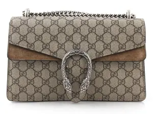 Pre-owned GUCCI Coated canvas Shoulder Bags GG Supreme Monogram Dionysus Taupe Shoulder Bag for Women