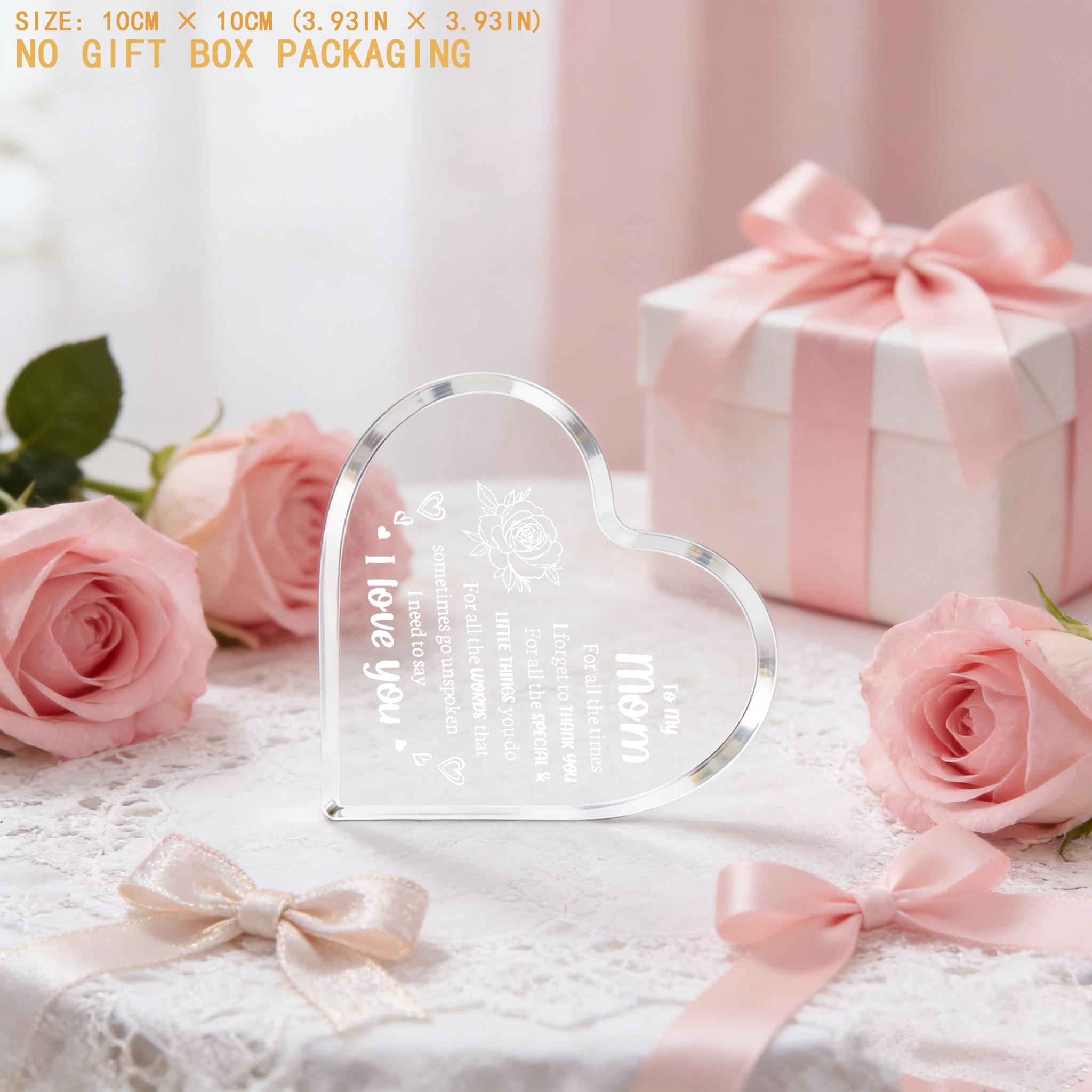 Heart Shaped Acrylic Decoration Block, Rose & Letter Pattern Decorative Ornament, Inspirational Creative Gift for Mom, Delicate Mom Birthday Gift, Gift Idea, Mother's Day Home Decor Heart Shaped Acrylic Decoration Block, Rose & Letter Pattern Decorative Ornament, Inspirational Creative Gift for Mom, Delicate Mom Birthday Gift, Gift Idea, Mother's Day Home Decor